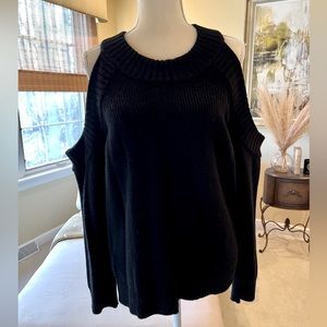 NWT!  Milly size L black crew peekaboo sweater- cold shoulder.